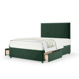 Neptune Spring Green Plush Velvet 2 Drawer Divan Set And Valencia Headboard King Size