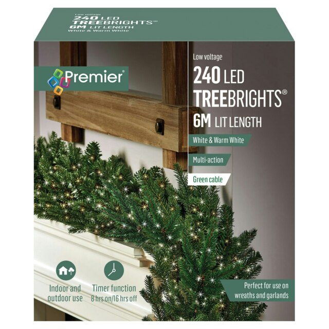 Premier Christmas Lights Treebrights 240 LED Warm White White 6m