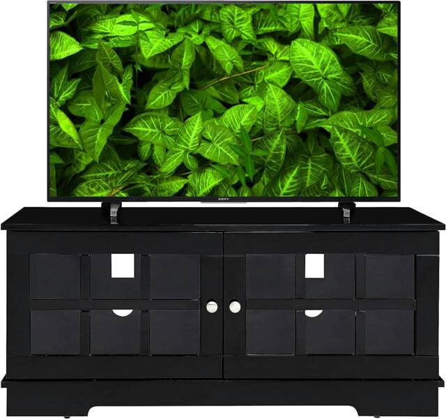"MDA Designs Hamilton Black Freestanding Traditional TV Cabinet with Storage Elegant Classic Design for Flat Screen TVs up to 55"" Black 1"