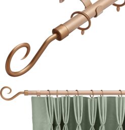 19 mm Extendable Metal Curtain Pole Rods - Bronze (Crook Finials, 120-210 cm)