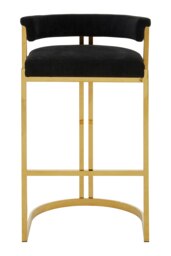 Interiors by Premier Black Bar Chair Stool with Back, Kitchen Stool for Bar, Gold Frame Breakfast Stool with Velvet Upholstery