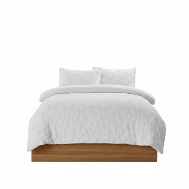 Ultra Soft Teddy Duvet Cover Set Daisy Embossed Cozy Fleece Bedding White Single