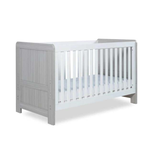 Ickle Bubba Pembrey Cot Bed Ash Grey - Fibre Mattress