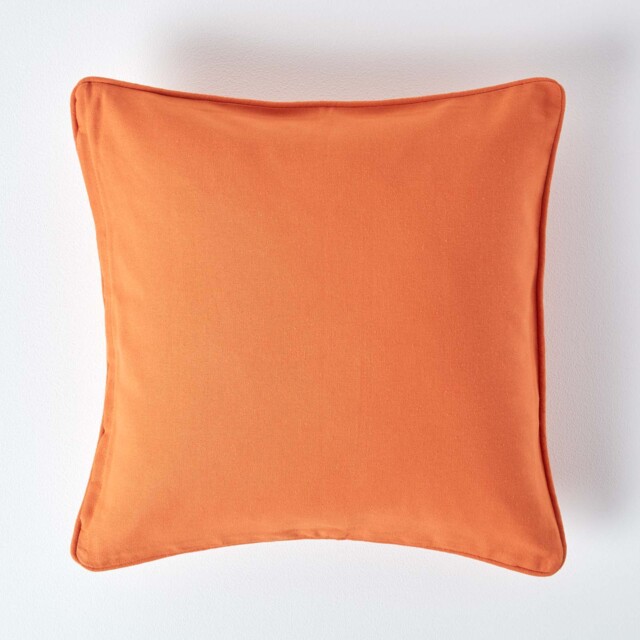 Homescapes Cotton Plain Burnt Orange Cushion Cover - 45 x 45 cm Orange Burnt Orange 1