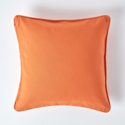 Homescapes Cotton Plain Burnt Orange Cushion Cover - 45 x 45 cm Orange Burnt Orange 1