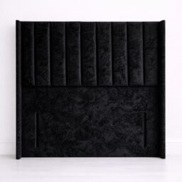 Single 3FT Floorstand Crush Velvet Black Panel Wing Headboard 54inch