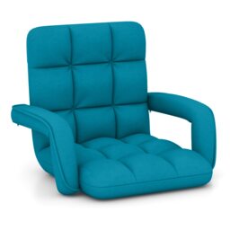 COSTWAY Floor Gaming Chair Adults 6 Position Adjustable Lazy Sofa Chair Blue