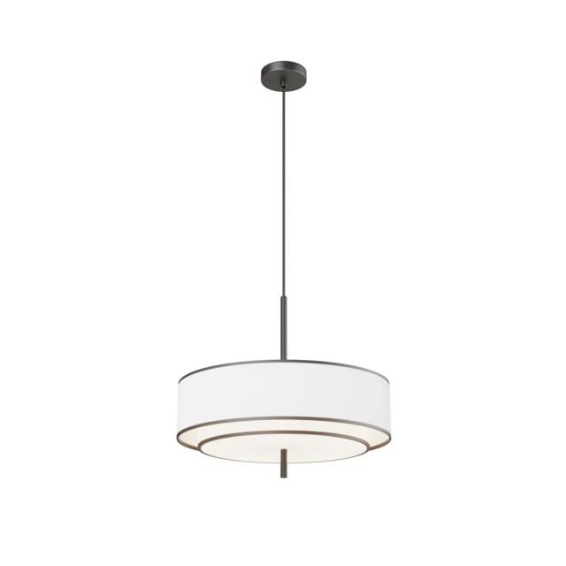 Bergamo Modern Cylindrical Pendant Ceiling Light Black 5xE27 White Rimmed Shade