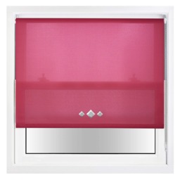 FURNISHED Daylight Trimmable Roller Blinds with Triple Diamond Eyelets and Metal Fittings Pink Fuchsia (W) 45cm x (L) 210cm