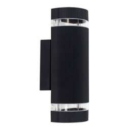 ValueLights Ryston Black Aluminium Ribbed Glass Outdoor Wall Light