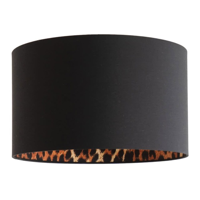 ValueLights Oasis Black Fabric Leopard Print Inner Large Shade and Bulb