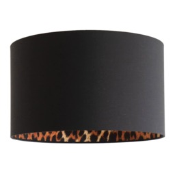 ValueLights Oasis Black Fabric Leopard Print Inner Large Shade and Bulb