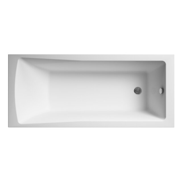 Balterley Modern Square Single Ended Straight Shower Bath with Leg Set White European White 1