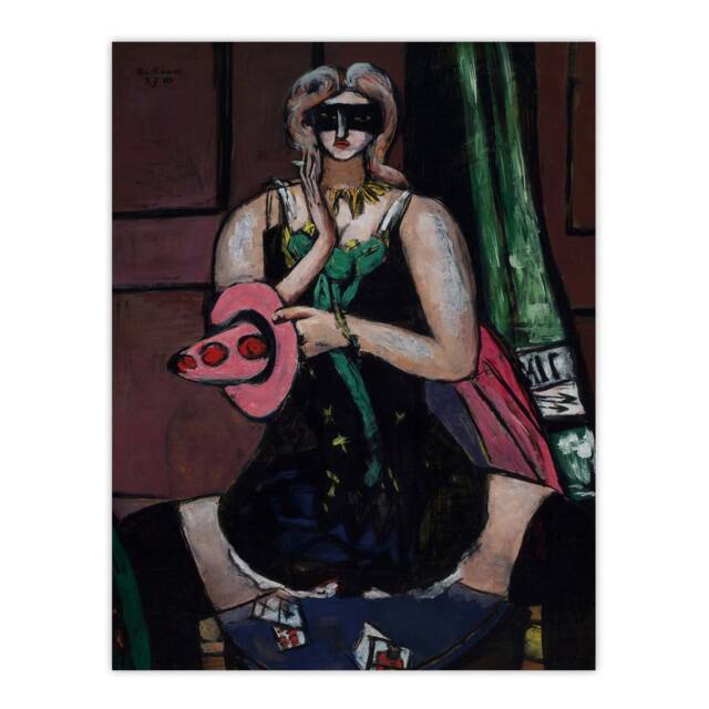 Carnival Mask Green Violet and Pink Beckmann Wall Art Poster Print