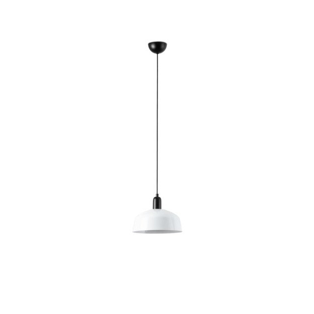 Tatawin Medium Dome Pendant Ceiling Light Black, Gloss White 1x E27