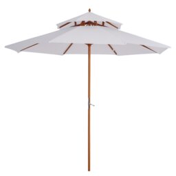 Outsunny Garden Wood Patio Parasol Sun Shade Outdoor Umbrella Canopy White White