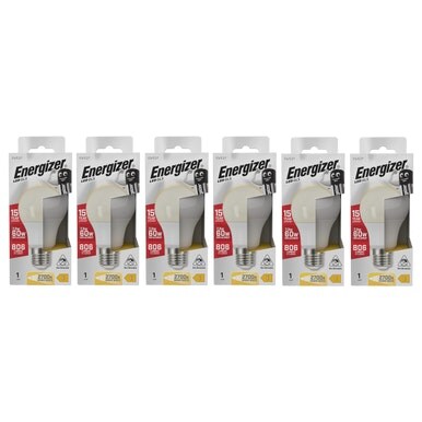 Energizer LED GLS E27 806lm 7.3W 2700K (Warm White) Light Bulb - Pack of 6