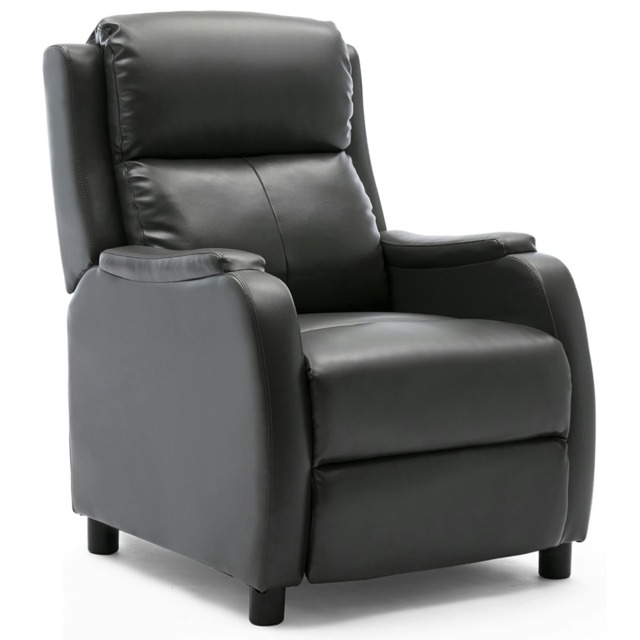 Churwell Bonded Leather Pushback Recliner Armchair Sofa Cinema Chair (Grey)