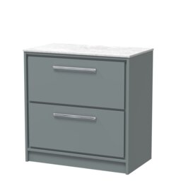 Balterley Framed Design Floor Standing 2 Drawer Vanity with Marble Worktop Grey Monument Grey 818 x 810 x 460mm