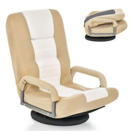 COSTWAY Folding Floor Gaming Chair Adjustable 6 Position Floor Chair Natural