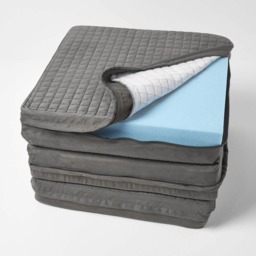 Homescapes Grey Quilted Polyester 3 Seater Orthopaedic Booster Cushion Cover Grey Grey 150 x 50 x 10 cm