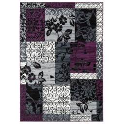KUKOON Purple Black Grey Traditional Patchwork Living Area Rug 280cm x 365cm