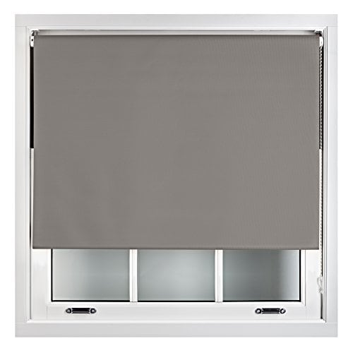 Blackout Roller Blind 110cm Wide x 165cm Long Metal Fittings Grey Dark Grey
