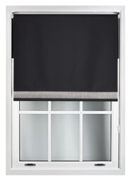 FURNISHED Thermal Blackout Roller Blinds with Diamante Edge Made to Measure Window Shade Black Black (W) 120cm x (L) 210cm