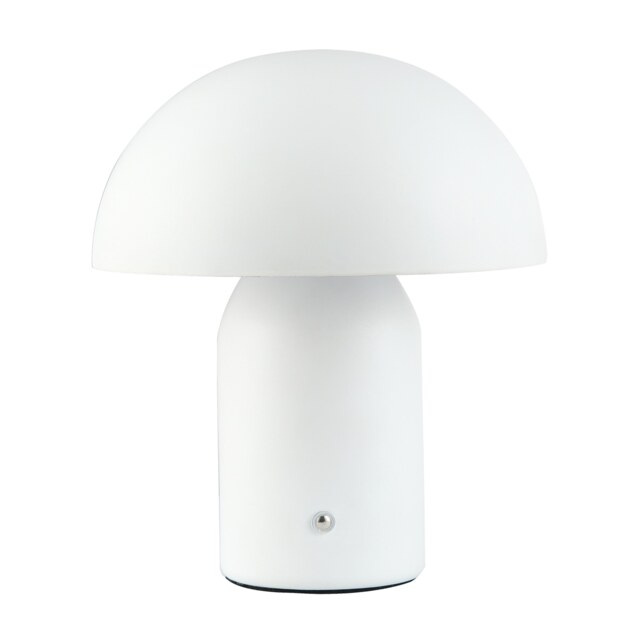 Modern Rechargeable Mushroom Table Lamp in Mat White with Touch Dimmer Button White White 1