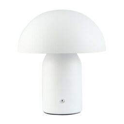 Modern Rechargeable Mushroom Table Lamp in Mat White with Touch Dimmer Button White White 1