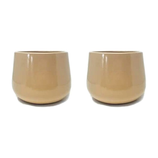 Verano Spanish Ceramics Epoxi Cylinder Plant Pot - Set of 2 x 20.5cm Beige Multi 20.5cm