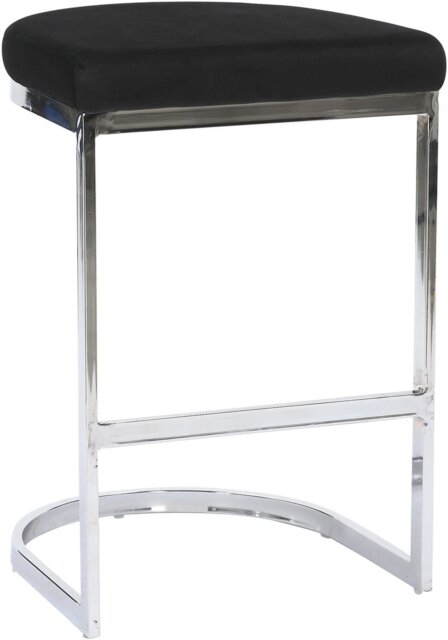 Trevi Velvet Kitchen Bar Stools, Chrome Cantilever Frame, Breakfast & Home Bar Stool - Black