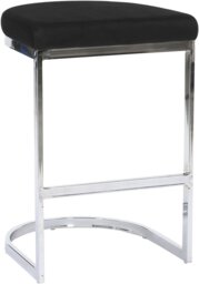 Trevi Velvet Kitchen Bar Stools, Chrome Cantilever Frame, Breakfast & Home Bar Stool - Black