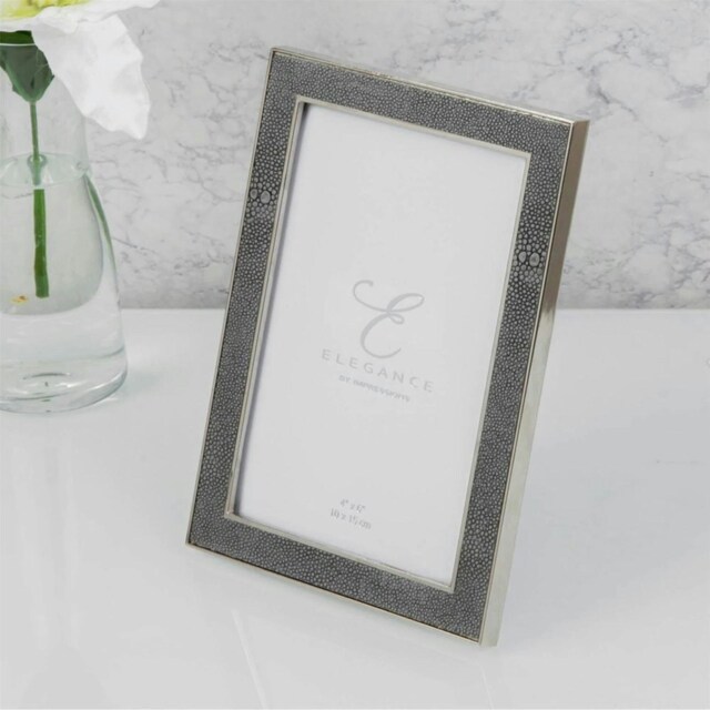 "Elegance Nickel Plated Grey Faux Shagreen Frame 4"" x 6"" FS78346 Multi 4"" x 6"""