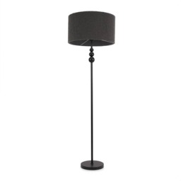 ValueLights Marissa Charcoal Boucle Shade with Black Stacked Ball Floor Lamp and Bulb