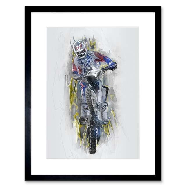 "Dirt Bike Motocross Sport Graphic 9x7"" Black Framed Wall Art Print"