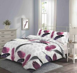 Feathers Duvet Cover Set - Super King - Purple