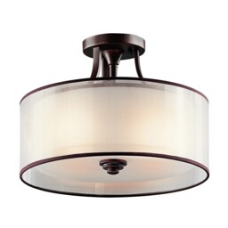 Lacey 3 Light Small Semi Flush Mount Ceiling Light Mission Bronze, E27
