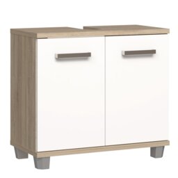 Veris Under Sink Cabinet with 2 Doors in Sonoma Oak and White High Gloss