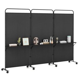 COSTWAY 3-Panel Folding Room Divider Privacy Screen Black Black