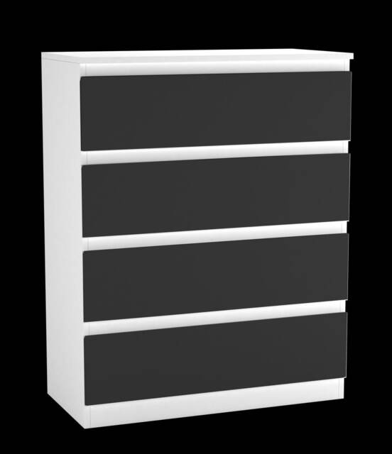 Minimalist Chest of 4 Drawers White White & Black 1