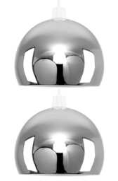 ValueLights Arco Pair Chrome Dome Ceiling Pendant Shades Silver