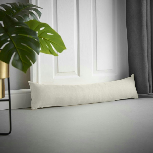 Velvet Chenille Draught Excluder - 90cm x 15cm x 15cm - Cream