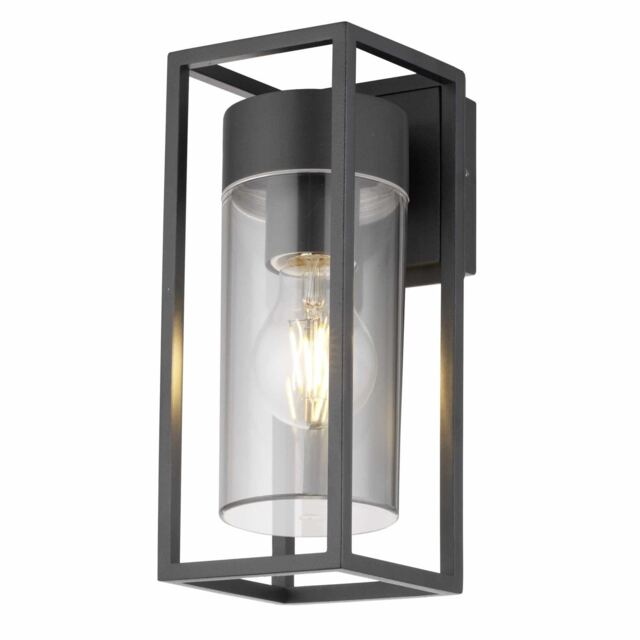 Hale - Black with Clear PC IP44 Outdoor Wall Light Black Clear 1