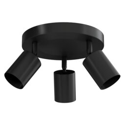 EMITTO 3-Way Spotlight Ceiling Light Adjustable GU10 Modern Black Round Base