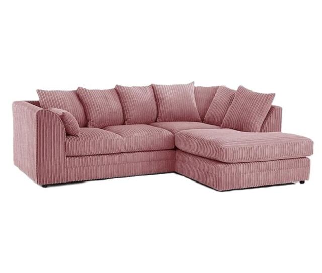 CHICAGO RIGHT HAND FACING JUMBO CORD CORNER SOFA IN PINK