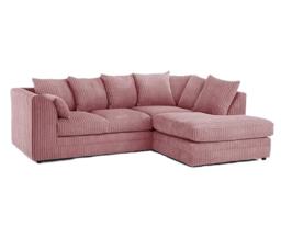 CHICAGO RIGHT HAND FACING JUMBO CORD CORNER SOFA IN PINK
