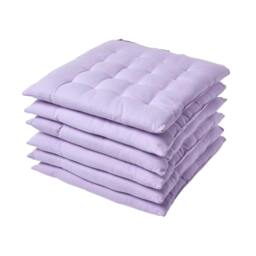 Homescapes 6 x Seat Pads Luxury Cotton Indoor Outdoor Garden Dining Cushion Mauve Purple 40 x 40 cm 6