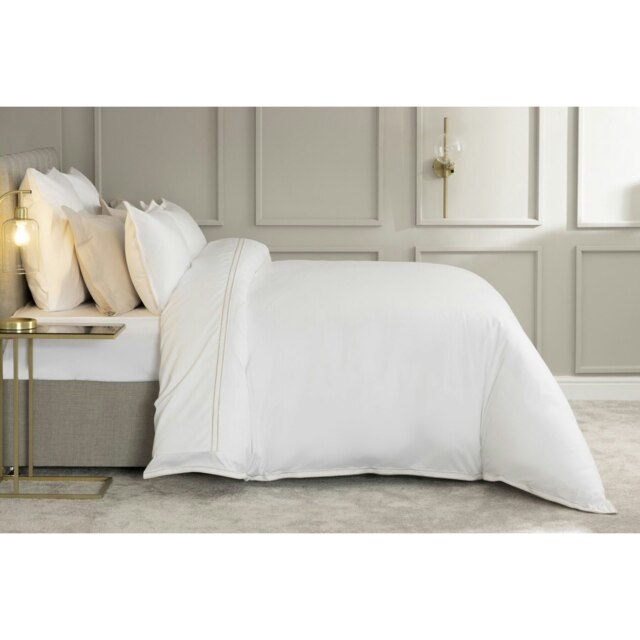 Belledorm Savoy Duvet Cover Set - Oyster - Superking White Super King