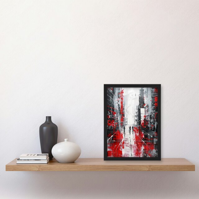 Manchester Street View Abstract Living Room Black Framed Wall Art Print A4